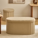 Pouf pliant double Fink 76 x 38 cm bouclette taupe