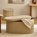 Pouf pliant double Fink 76 x 38 cm bouclette taupe