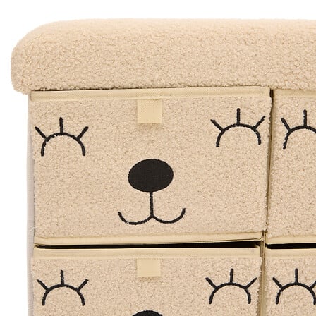 Pouf pliant 4 tiroirs bouclette Ezzio L. 40 x P. 38 x H. 50 cm