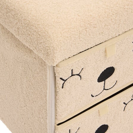 Pouf pliant 4 tiroirs bouclette Ezzio L. 40 x P. 38 x H. 50 cm
