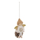 Atmosphera Sujet Fée de Noël Bonnet Beige Pomme de Pin 12 cm