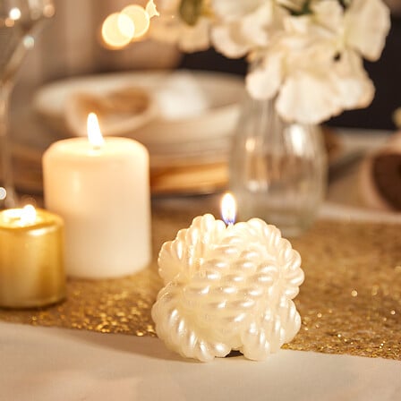 Atmosphera Bougie Déco Pelote Satin Dorée 186g