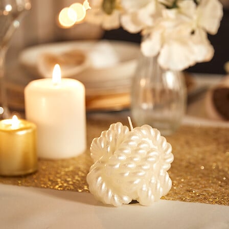 Atmosphera Bougie Déco Pelote Satin Dorée 186g