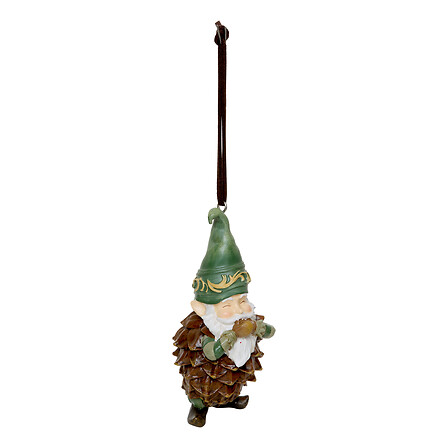 Atmosphera Sujet Gnome Pomme de Pin Résine à Suspendre Vert 10cm