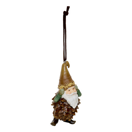 Atmosphera Sujet Gnome Pomme de Pin Résine à Suspendre Vert 10cm
