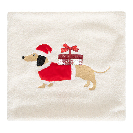 Coussin Atmosphera Teckel Père Noël Crème 40x40 cm