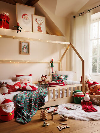 Atmosphera Coussin Déco Noël Lettre Père Noël Rouge Blanc 50x30 cm