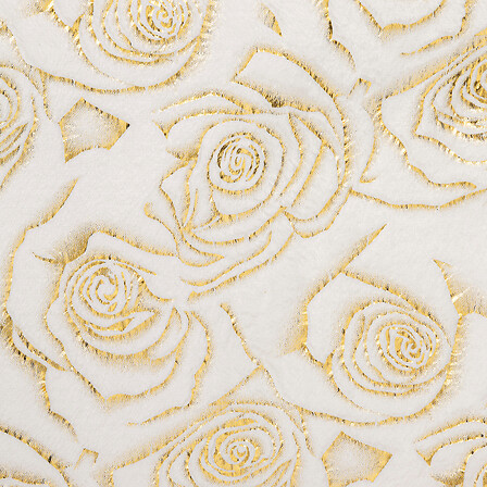 Atmosphera Plaid Flanelle Crème Motifs Roses Dorées 130x180 cm