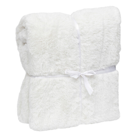 Plaid Fourrure Métallisé Polyester Blanc 130x180 cm Atmosphera