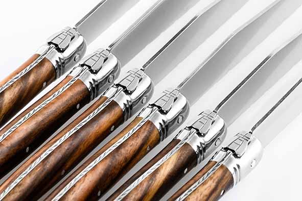Laguiole PREMIUM LINE Couteaux à Steak dentés, Coffret 6 Bois Foncé