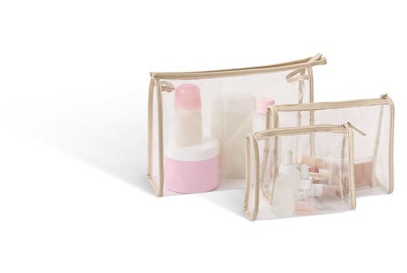 Lot de 3 trousses de voyage PVC transparent assorti