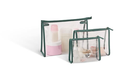 Lot de 3 trousses de voyage PVC transparent assorti