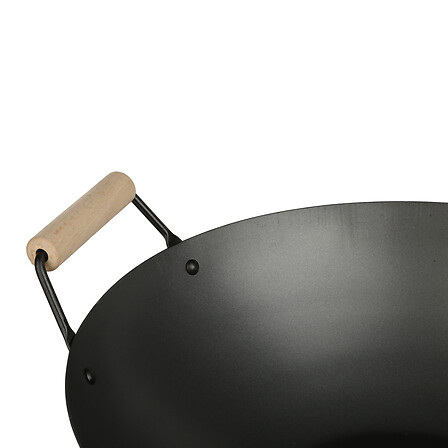 Wok 35cm acier manche bois