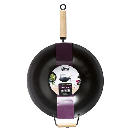 Wok 35cm acier manche bois