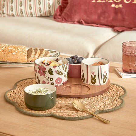 Set apéritif Mona 5 pièces plateau acacia
