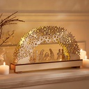 CRÈCHE DE NOËL À LED AVEC 9 SANTONS - L19xP5xH33CM - EN BOIS