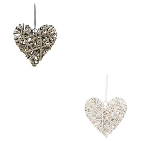 Déco murale cœur Marlo 19 x 15 cm osier assorti