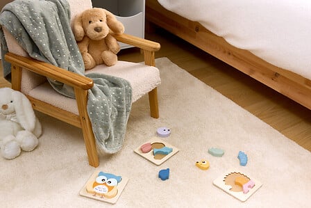 Jeu puzzle éveil Soan 12 x 12 cm bois assorti
