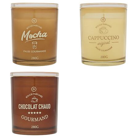 Bougie parfumée Fra 280 g pot verre assorti