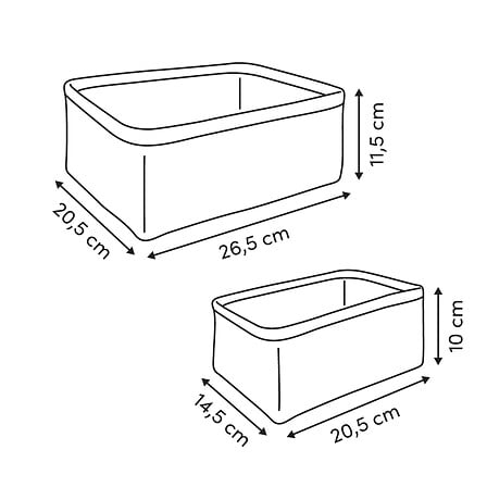 5Five Lot 2 Paniers Rangement Bouclette Rectangulaires Blanc