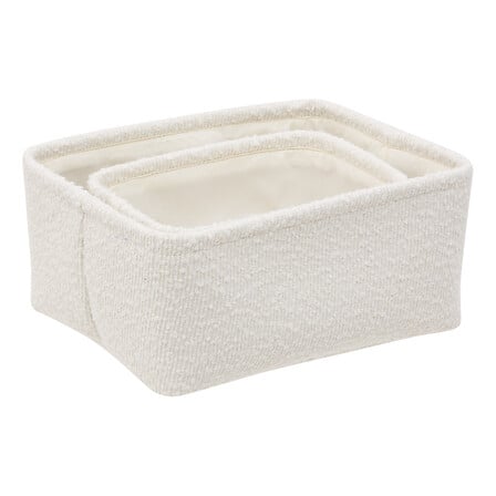 5Five Lot 2 Paniers Rangement Bouclette Rectangulaires Blanc