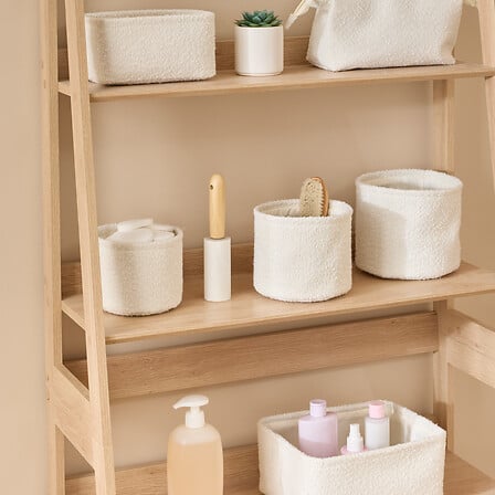 5Five Simply Smart Lot de 3 Paniers Rangement Bouclette Polyester Blanc