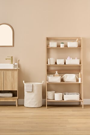5Five Panier à linge 60L Beige Tissu avec Cordons