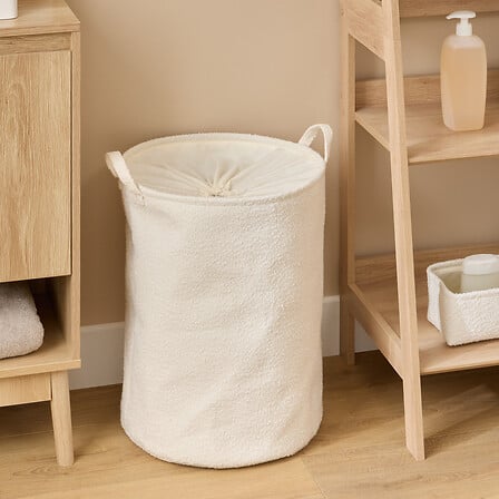 5Five Panier à linge 60L Beige Tissu avec Cordons