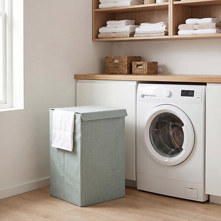 5Five Corbeille Linge Colorama 74L Pliable Vert Céladon Couvercle