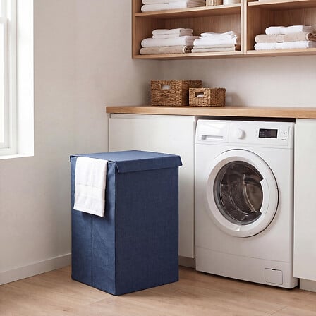 Panier à linge 5Five Colorama 74L bleu avec couvercle