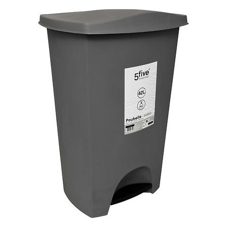 POUBELLE PEDALE PLAST 42L GRIS