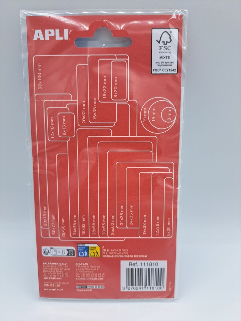 APLI ETIQUETTE BLANCHE 38X58MM