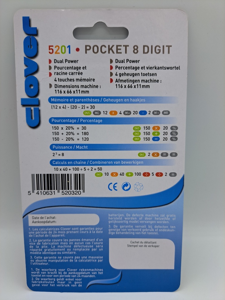 CALCULATRICE CLOVER 5201