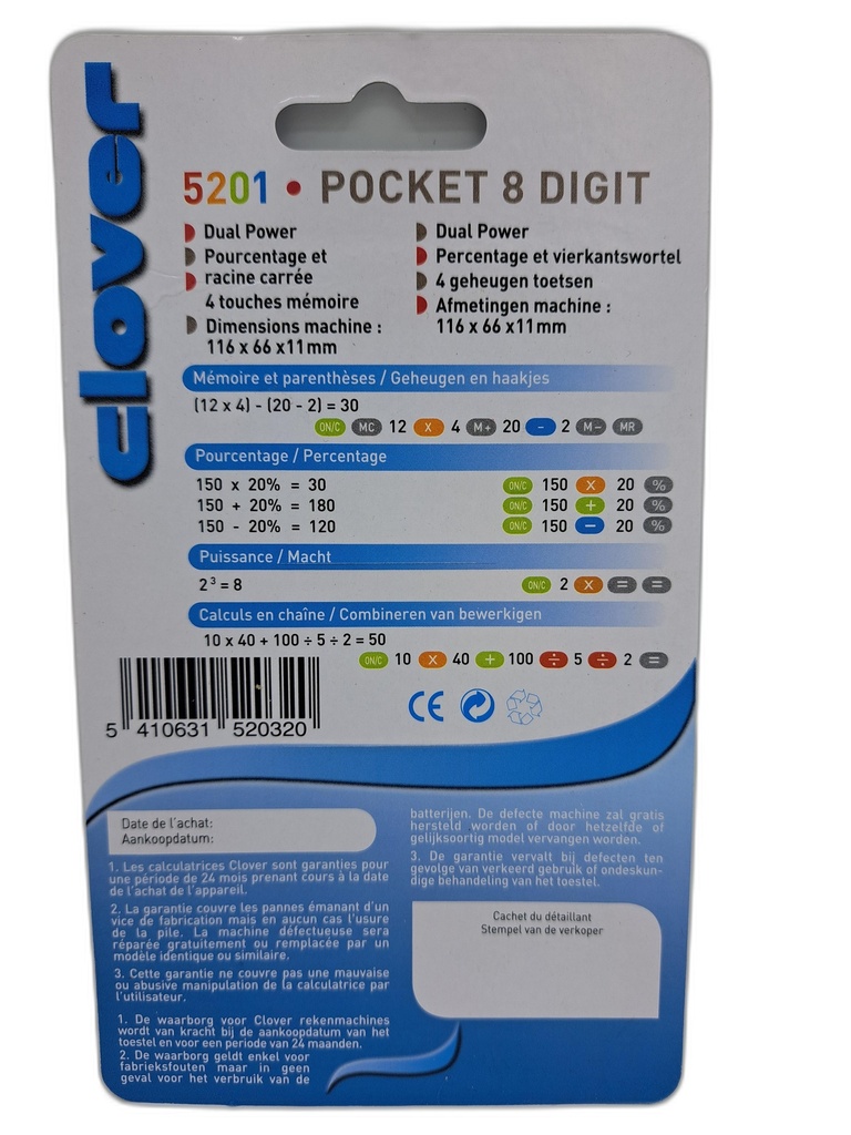 CALCULATRICE CLOVER 5201