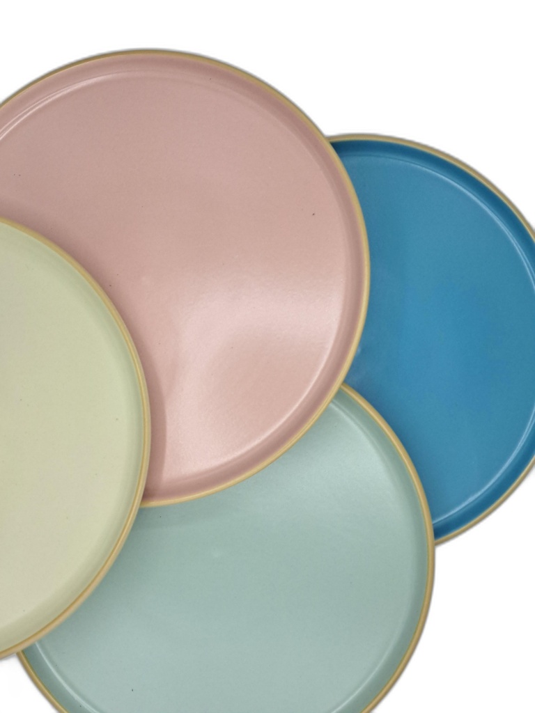 ASSIETTE FAIENCE D21CM - 4ASS