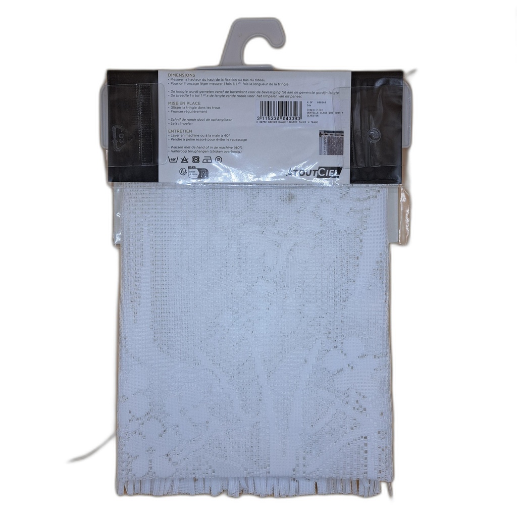 PAIRE DE VITRAGE 60x120CM - BLANC