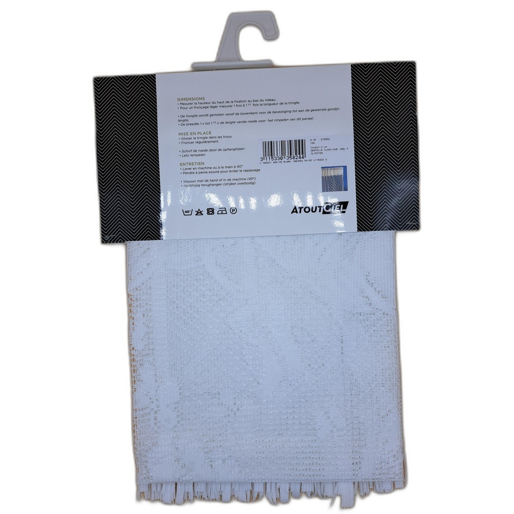 C 30A031 60X120 BLANC 100%PES PAIRE VITRAGE D