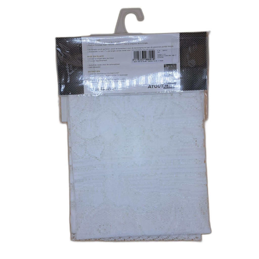 C 30870 60X120 BLANC 100%PES PAIRE VITRAGE