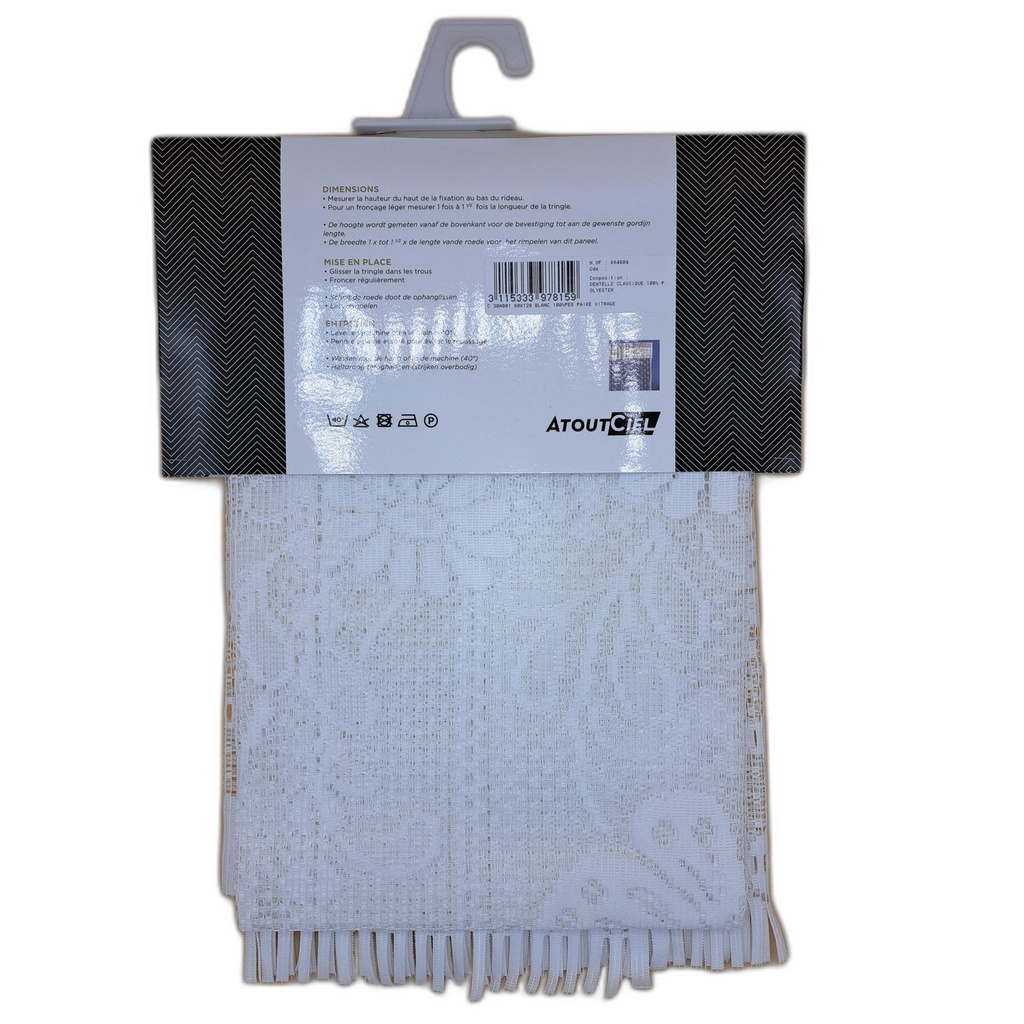 C 30A081 60X120 BLANC 100%PES PAIRE VITRAGE