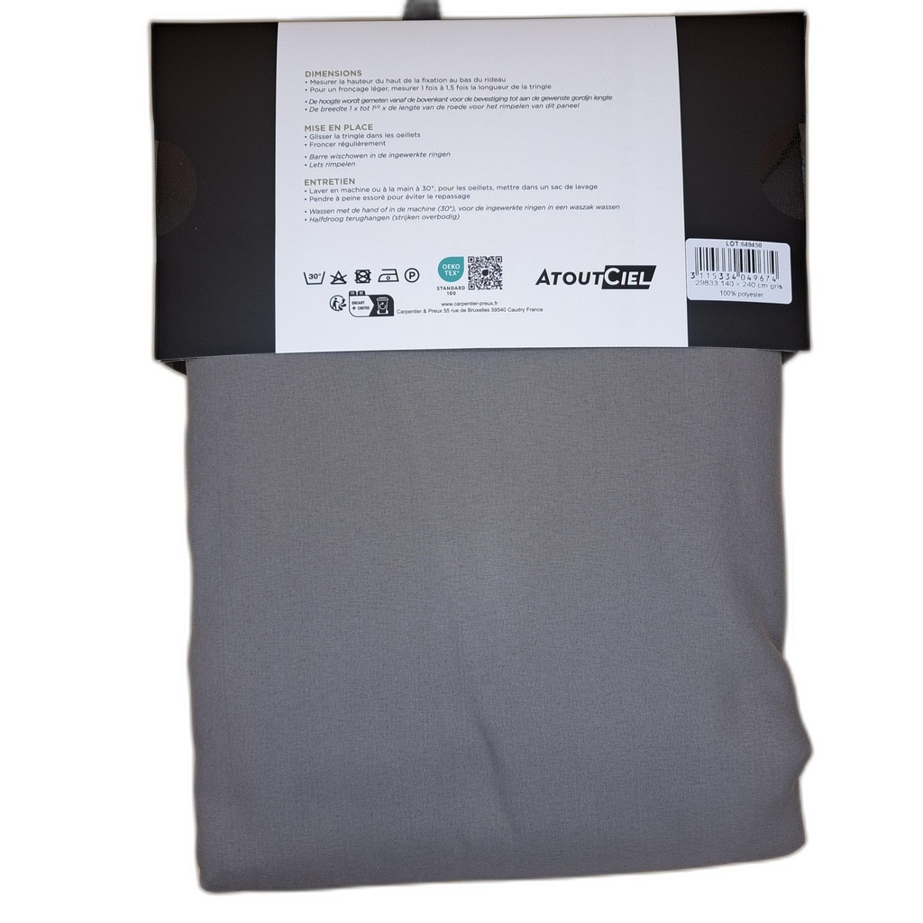 RIDEAU ISOLANT THERMIQUE 140x240CM - GRIS