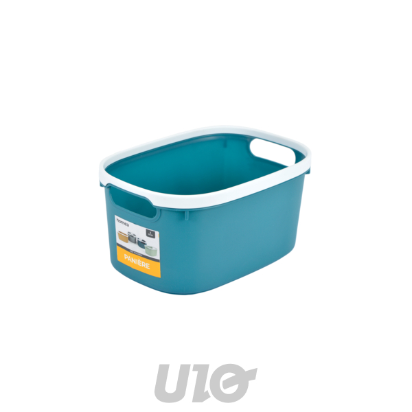 PANIERE BICOLORE PLASTIQUE 3L 24,5x17xH.12CM EMERAUDE