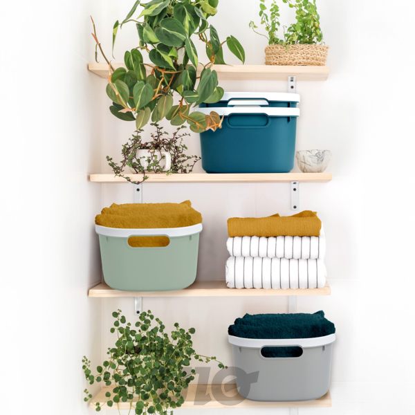 PANIERE BICOLORE PLASTIQUE 3L 24,5x17xH.12CM EMERAUDE