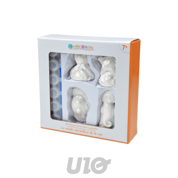 SET DE 4 MINIATURES A PEINDRE EN CERAMIQUE LE MONDE MERVEILLEUX DE LA MER