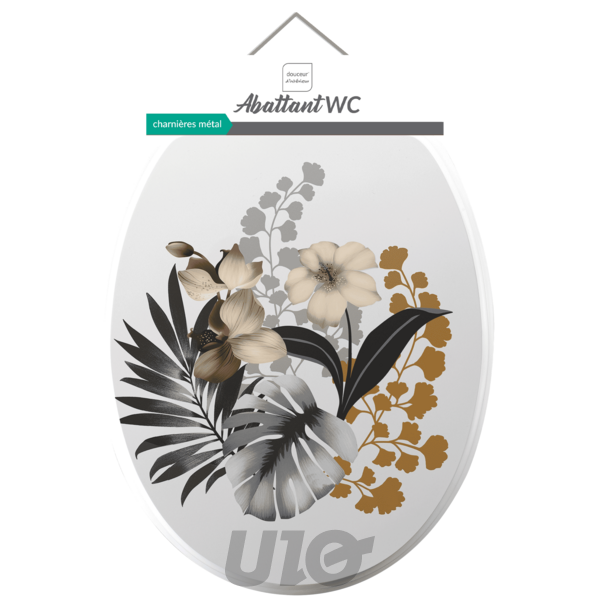 ABATTANT WC CHARNIERES METAL 18 POUCES MDF IMPRIME KELLY BLANC
