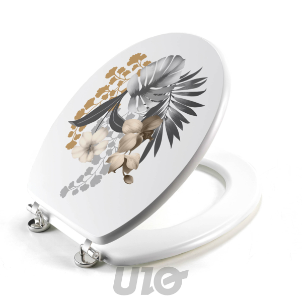 ABATTANT WC CHARNIERES METAL 18 POUCES MDF IMPRIME KELLY BLANC