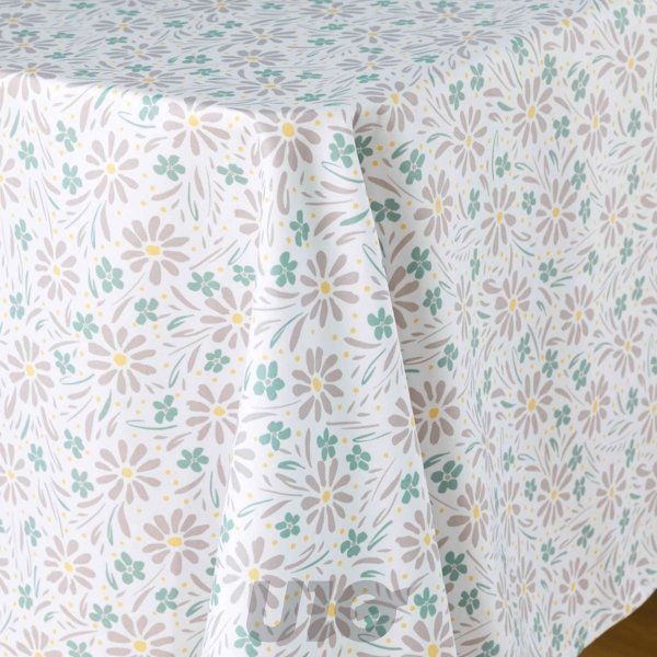 NAPPE RECTANGLE 140 x 240 CM MICROFIBRE IMPRIMEE FLORELLE TAUPE