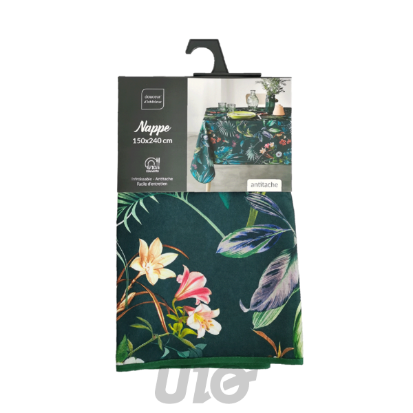 NAPPE RECTANGLE 150 x 240 CM POLYESTER IMPRIME FEERIE EMERAUDE