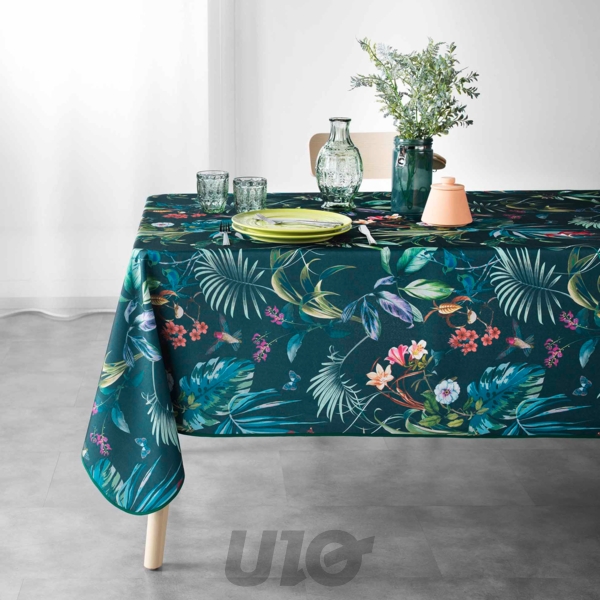 NAPPE RECTANGLE 150 x 240 CM POLYESTER IMPRIME FEERIE EMERAUDE