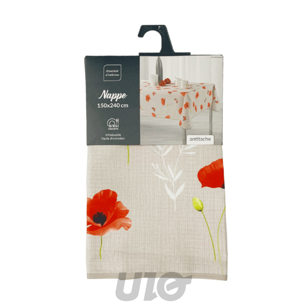 NAPPE RECTANGLE 150 x 240 CM POLYESTER IMPRIME SWEET POPPY