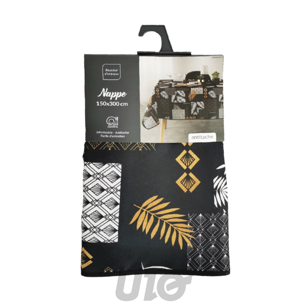 NAPPE RECTANGLE 150 x 300 CM POLYESTER IMPRIME OLENNA NOIR